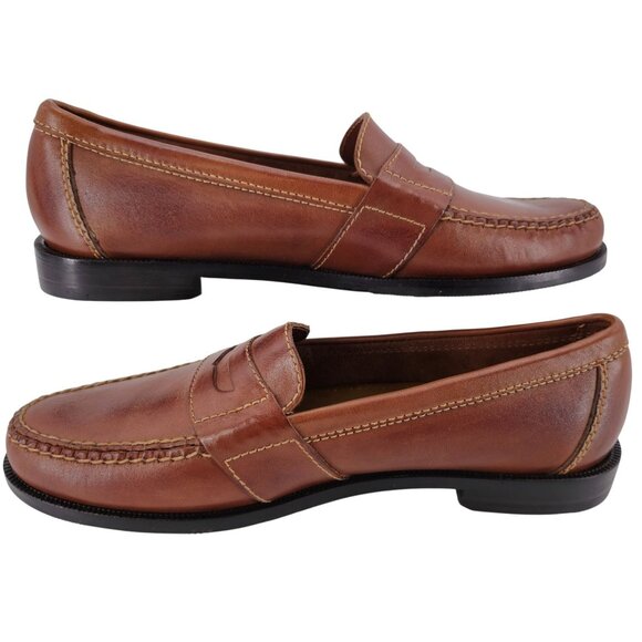 Cole Haan Douglas Mens 10.5 Saddle Tan Leather Dress Shoes Classic Penny Loafers - Picture 10 of 15